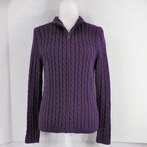 L.L. Bean Purple Cable Knit Half-Zip Sweater